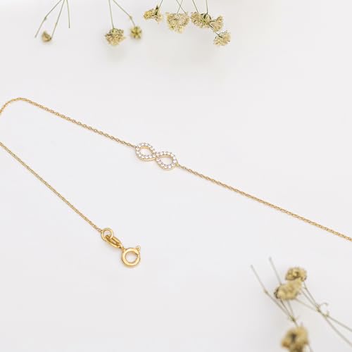 925 Silver CZ Infinity Chain Anklet Hypoallergenic (PAIR)